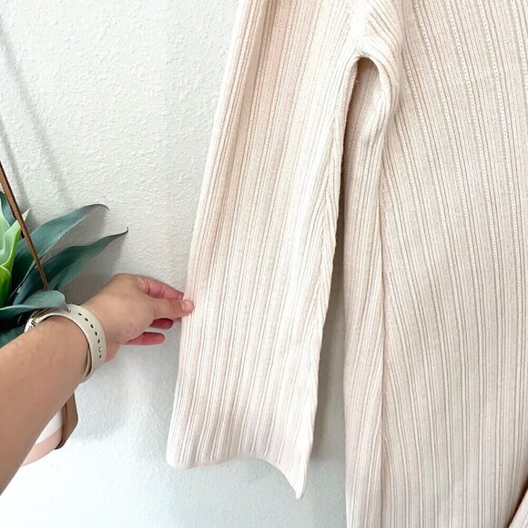 Weekend Stories Keane Ivory Knit Fitted Wool Blend Long Sleeve Dress Size M - Picture 10 of 10